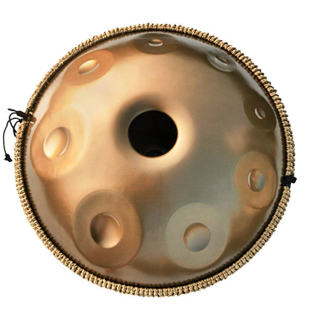 Cathédrale — Handpan Ré mineur D Kurd, 17 notes doré 22 pouces