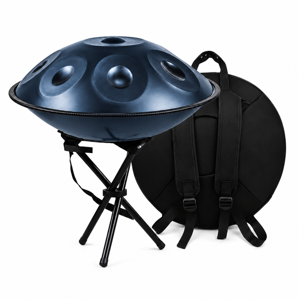 Abysse — Handpan Ré mineur D Kurd, bleu nuit 22 pouces