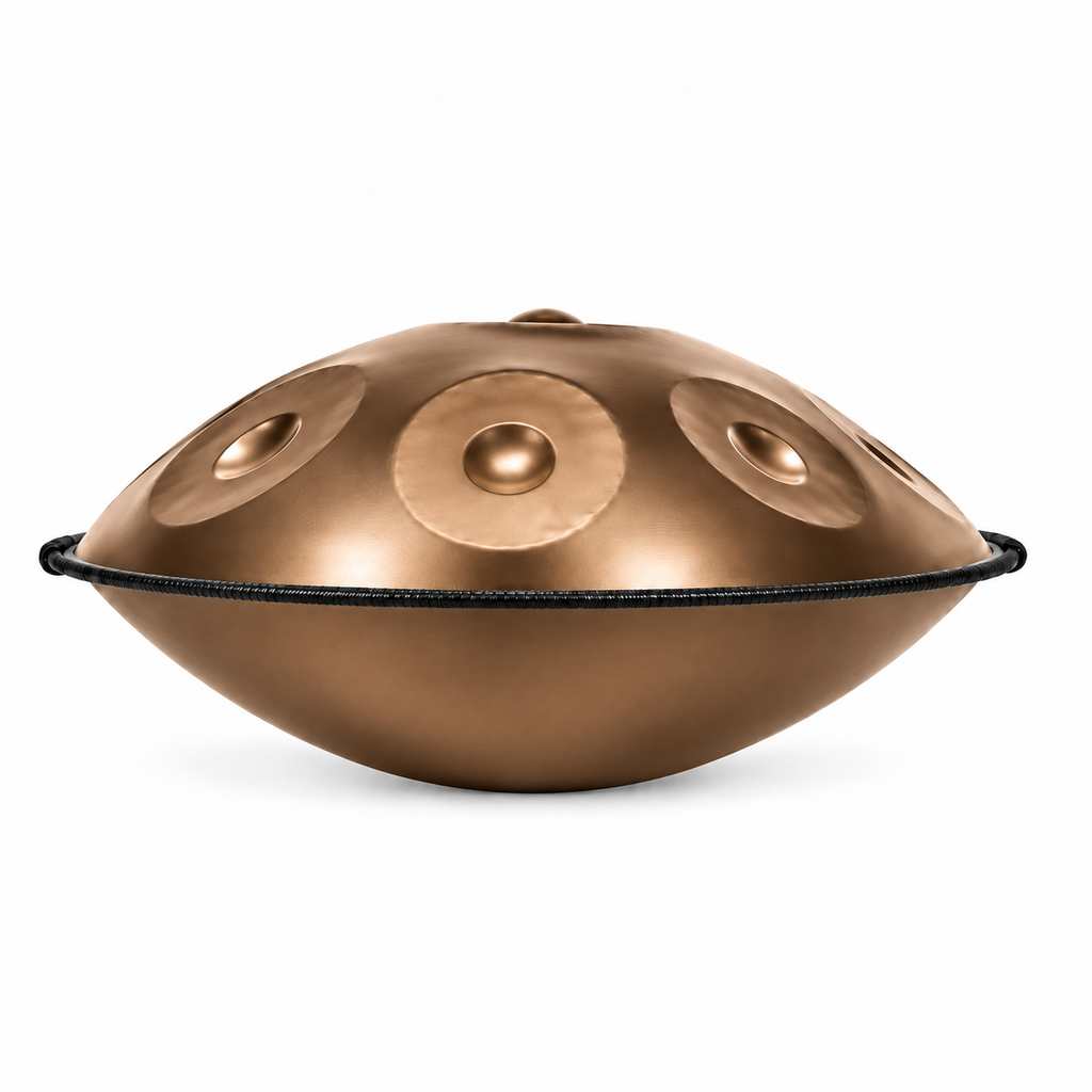 Hélios — Handpan Ré mineur D Kurd, doré 22 pouces