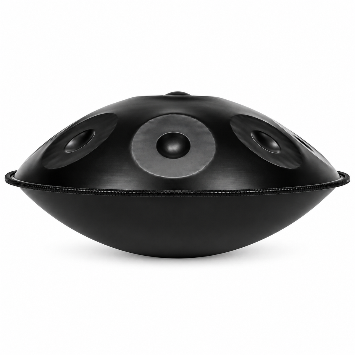 Obsidienne — Handpan Ré mineur D Kurd, noir mat 22 pouces