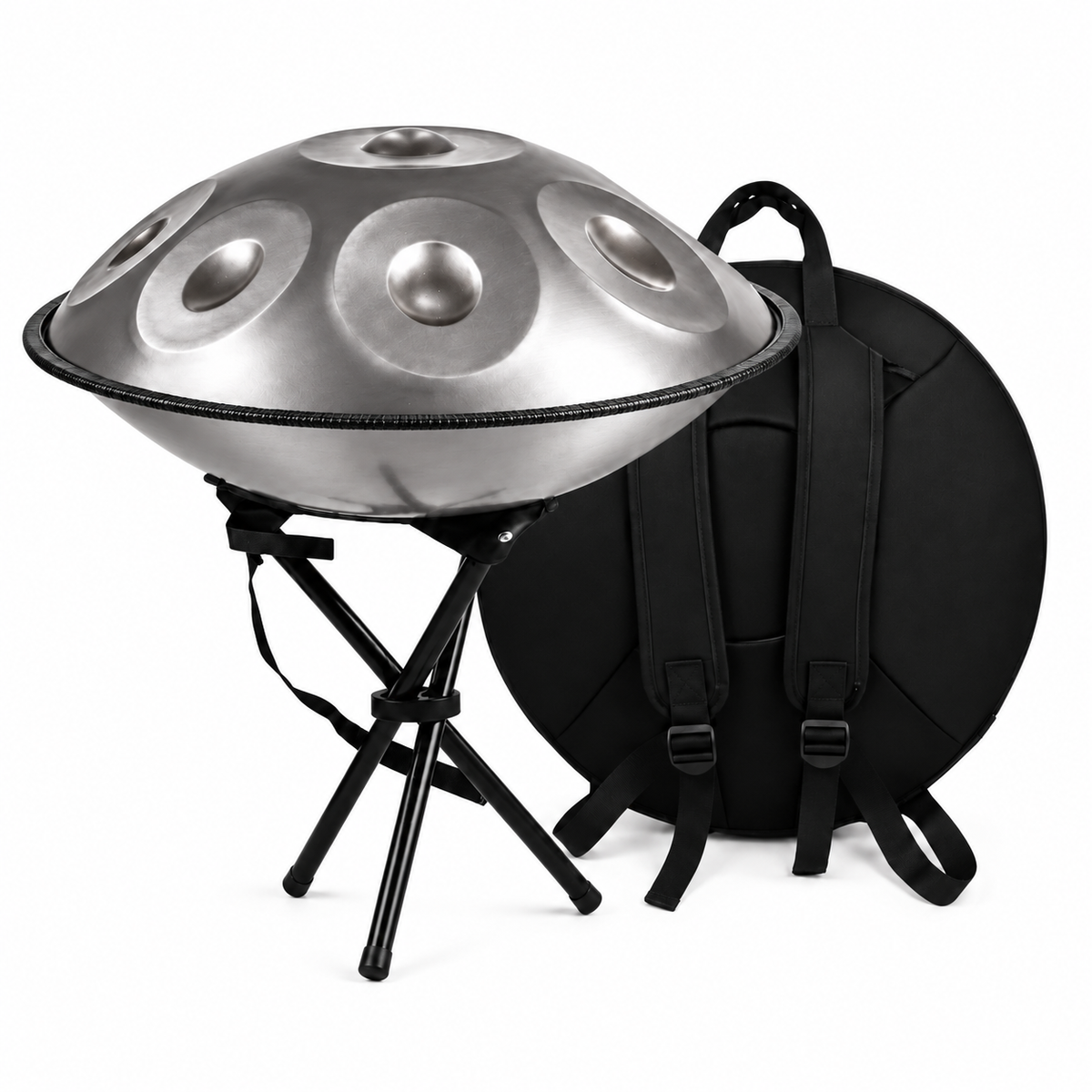 Givre — Handpan Ré mineur D Kurd, argenté 22 pouces