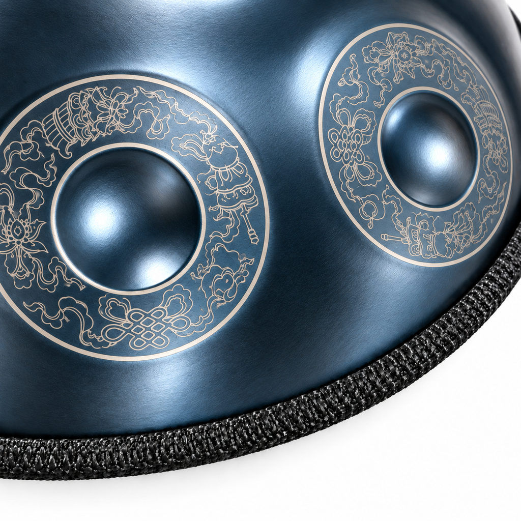 Lagon — Handpan Mandala Ré mineur D Kurd, motif bleu 22 pouces