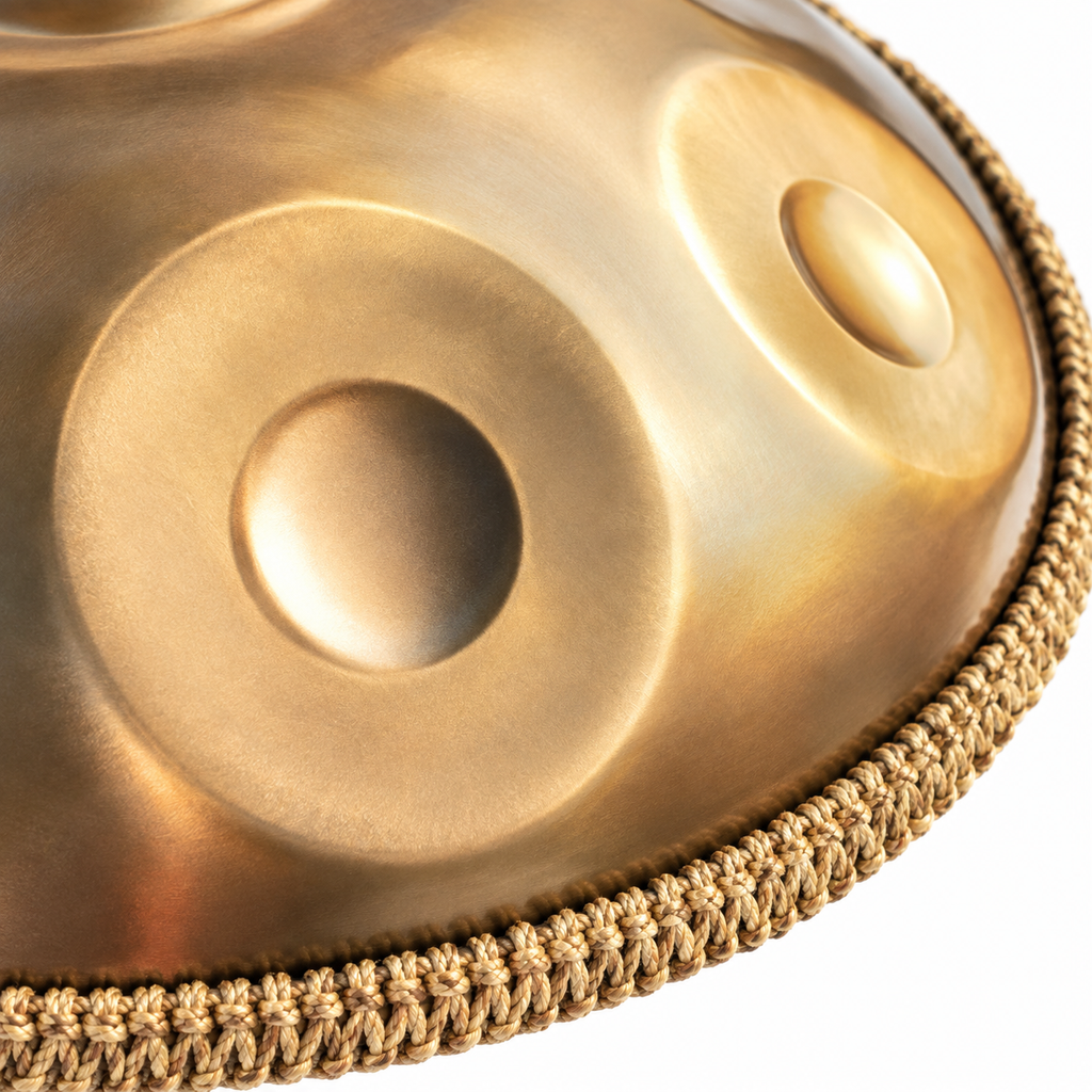 Cathédrale — Handpan Ré mineur D Kurd, 17 notes doré 22 pouces