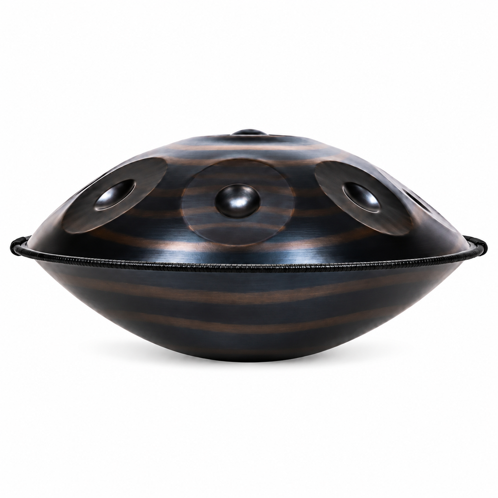 Vertige — Handpan Spiral Ré mineur D Kurd, vortex noir 22 pouces