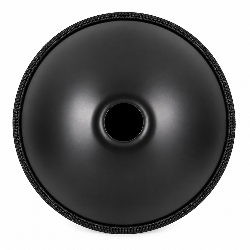 Rosace — Handpan Mandala Ré mineur D Kurd, noir et argent 22 pouces
