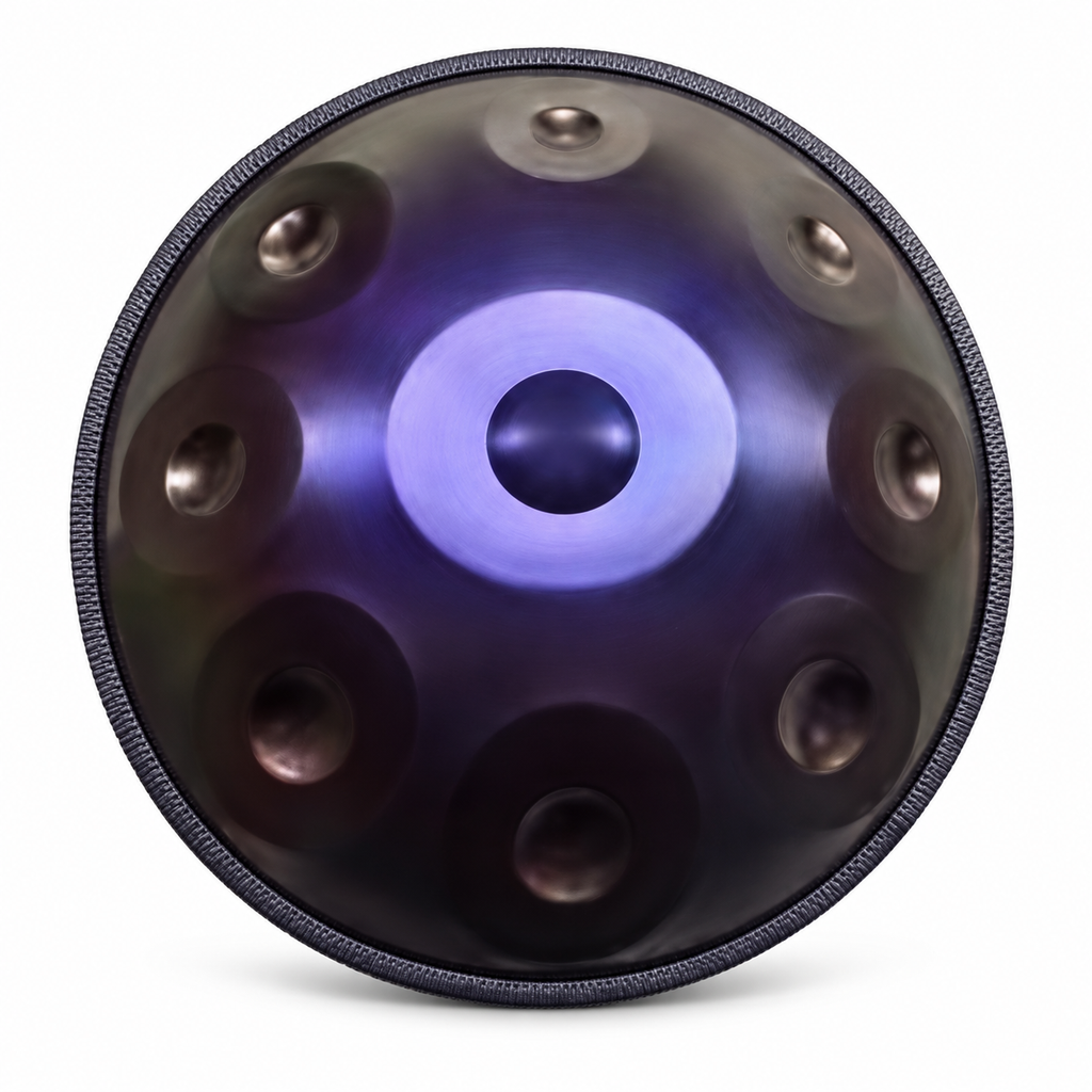Améthyste — Handpan Ré mineur D Kurd, violet profond 22 pouces