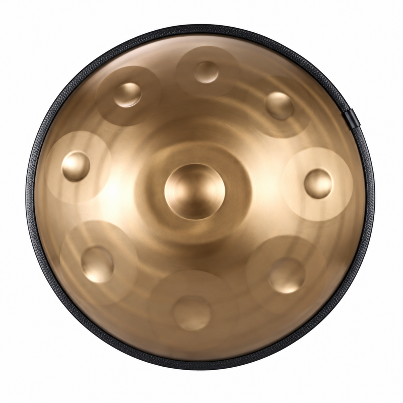 Zéphyr — Handpan Spiral Ré mineur D Kurd, or clair 22 pouces