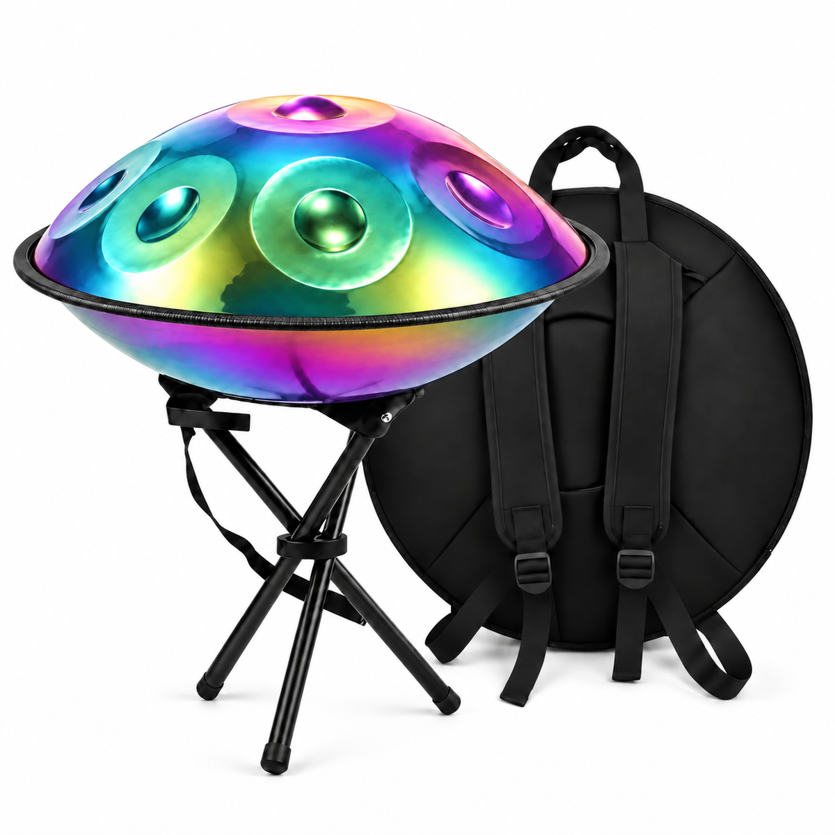 Nébuleuse — Handpan Ré mineur D Kurd, irisé 22 pouces