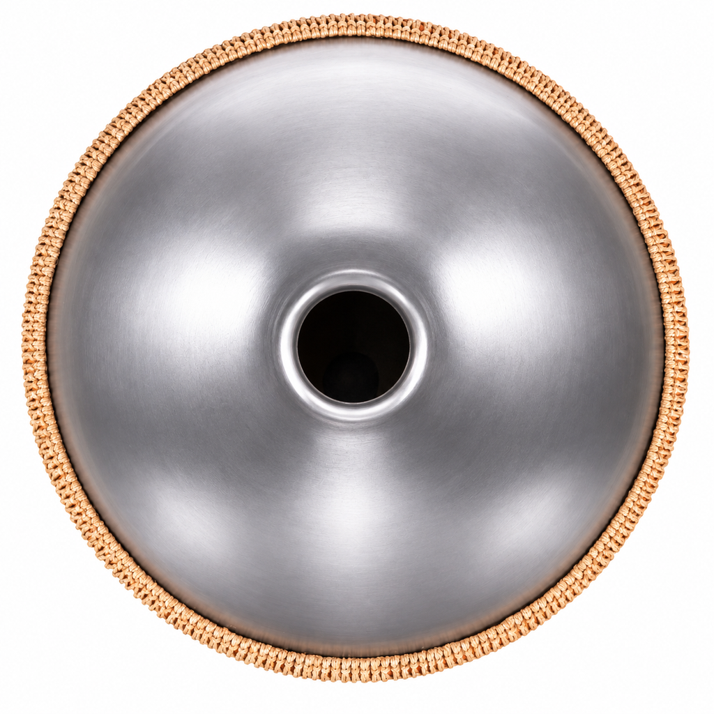Cendre — Handpan Ré mineur D Kurd, argenté brossé 22 pouces