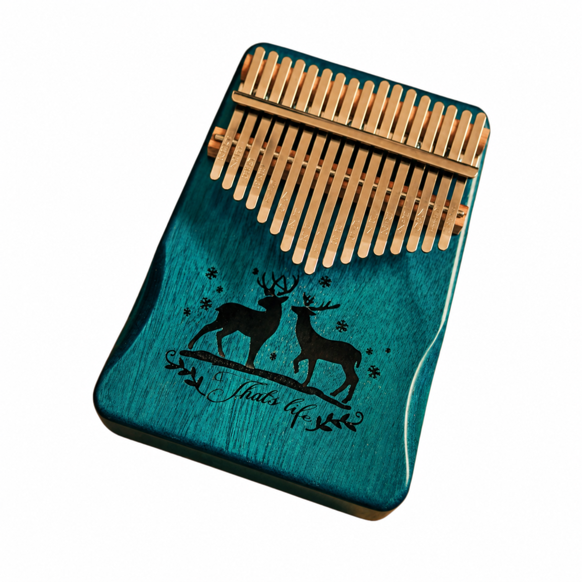 Kalimba 17 lames, cerf gravé