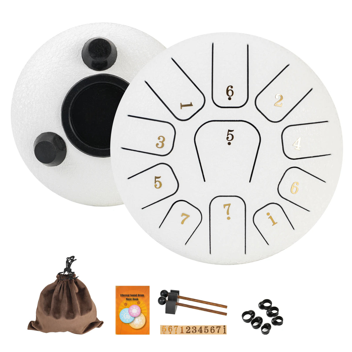 Coffret steel tongue drum 11 notes 6 pouces, coloris blanc